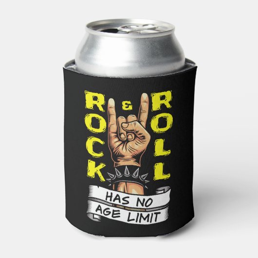 "Rock & Roll kent geen leeftijdsgrens" Blikjeskoeler (Blikje Voorkant)