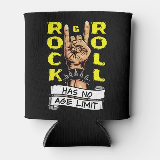 "Rock & Roll kent geen leeftijdsgrens" Blikjeskoeler (Voorkant)