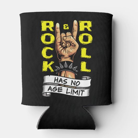 "Rock & Roll kent geen leeftijdsgrens" Blikjeskoeler (Achterkant)