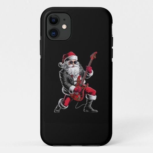 Rock & Roll Kerstmis Sinterklaas gitaar speler Case-Mate iPhone Case (Achterkant)