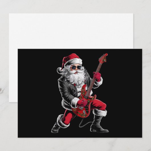 Rock & Roll Kerstmis Sinterklaas gitaar speler Feestdagenkaart (Voorkant / Achterkant)