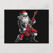 Rock & Roll Kerstmis Sinterklaas gitaar speler Feestdagenkaart (Voorkant)