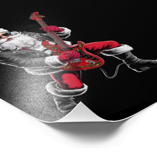 Rock & Roll Kerstmis Sinterklaas gitaar speler Foto Afdruk (Hoek)