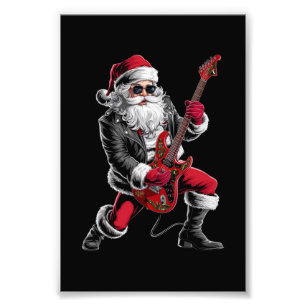 Rock & Roll Kerstmis Sinterklaas gitaar speler Foto Afdruk
