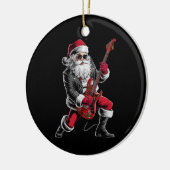 Rock & Roll Kerstmis Sinterklaas gitaar speler Keramisch Ornament (Links)