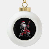 Rock & Roll Kerstmis Sinterklaas gitaar speler Keramische Bal Ornament (Voorkant)