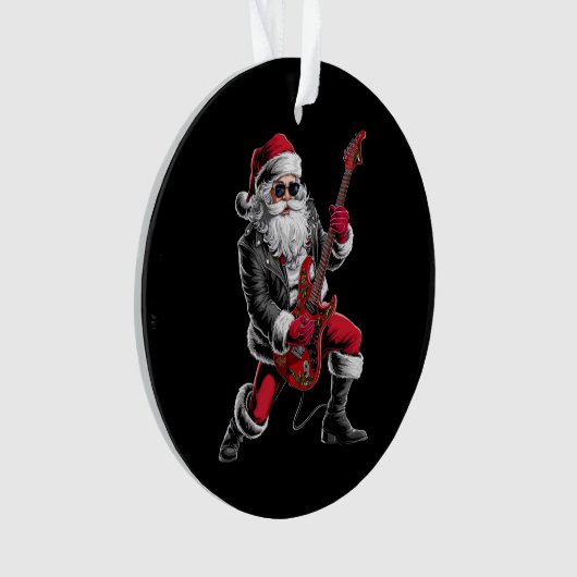 Rock & Roll Kerstmis Sinterklaas gitaar speler Ornament (voorkant)