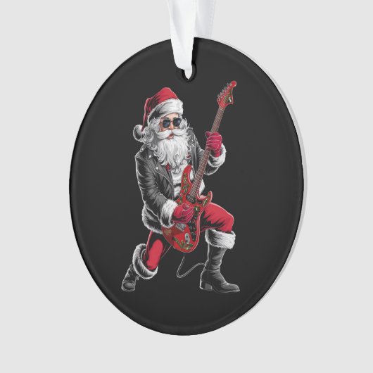 Rock & Roll Kerstmis Sinterklaas gitaar speler Ornament (voorkant)