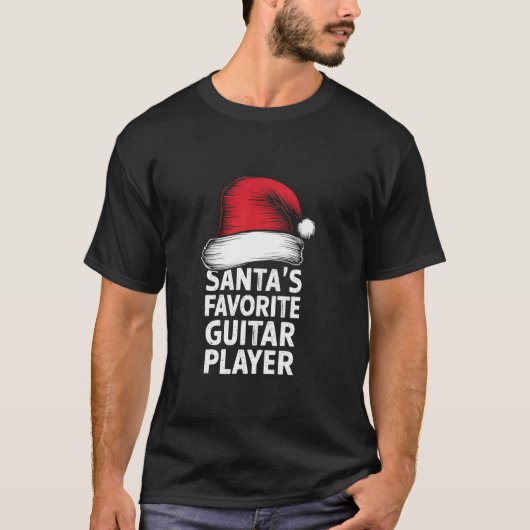 Rock Roll Kerstmis Sinterklaas gitaar speler T-shirt (Voorkant)