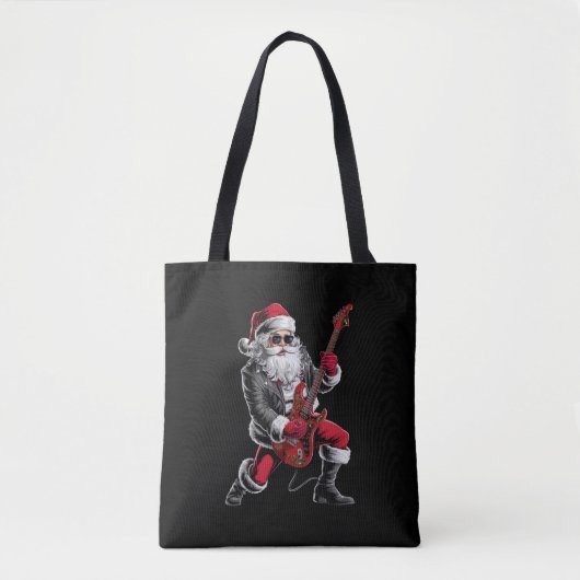 Rock & Roll Kerstmis Sinterklaas gitaar speler Tote Bag (Voorkant)