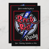 Rock & Roll Lightning Party Invitation Kaart (Voorkant / Achterkant)