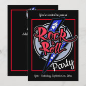 Rock & Roll Lightning Party Kaart (Voorkant / Achterkant)