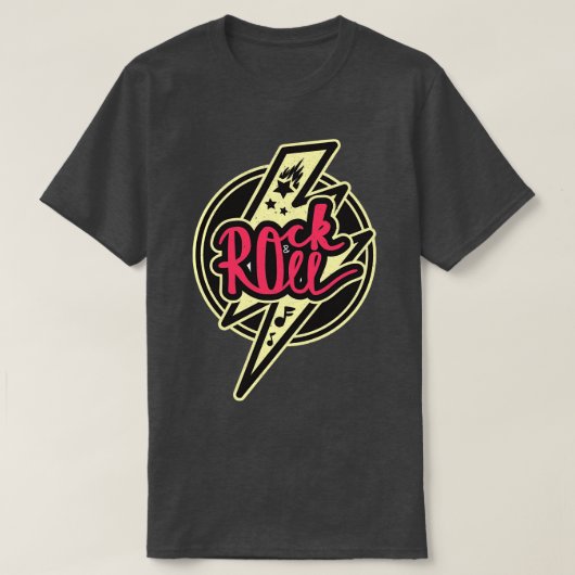 Rock Roll Music Lover Badge T-shirt (Design voorkant)