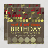 Rock & Roll Music Verjaardagsfeestje Uitnodiging (Voorkant / Achterkant)