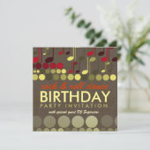 Rock & Roll Music Verjaardagsfeestje Uitnodiging (Staand voorkant)