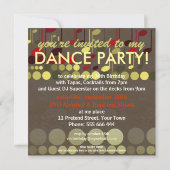 Rock & Roll Music Verjaardagsfeestje Uitnodiging (Achterkant)