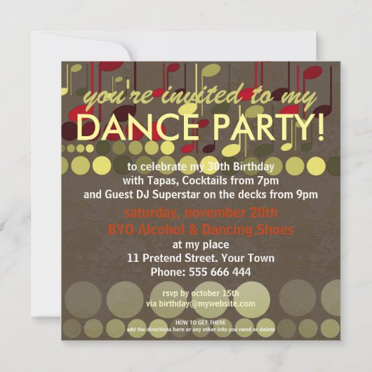 Rock & Roll Music Verjaardagsfeestje Uitnodiging (Achterkant)