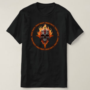 Rock & Roll Muziek Flaming Skull Heavy Metal Rocke T-shirt