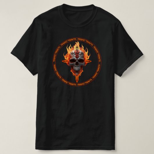 Rock & Roll Muziek Flaming Skull Heavy Metal Rocke T-shirt (Design voorkant)