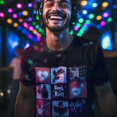 Rock & Roll Muziek Icon Art Squares Muziek Kunst B T-shirt