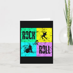 Rock & Roll-muziek Vintage Retro 80s Drums Gitaar Kaart