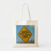 Rock + Roll Nooit eindigen, Fun Street Sign Graffi Tote Bag (Voorkant)