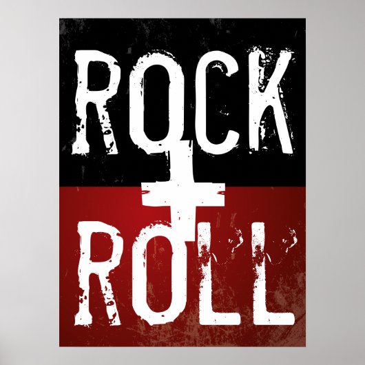 rock + roll op zwart en rood poster (Voorkant)