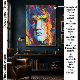 Rock & Roll Paint Splash Portret FN7L Decoupage Tissuepapier