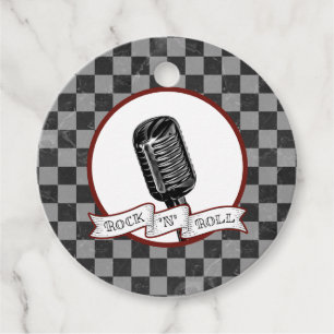 Rock & Roll Party Retro Mic Rockabilly Musician Bedankjes Labels