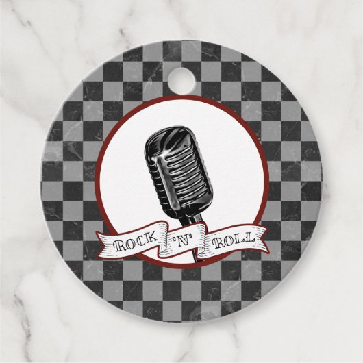 Rock & Roll Party Retro Mic Rockabilly Musician Bedankjes Labels (Voorkant)