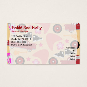 Rock Roll Pink Fifties Fun Time Cute Happy Pattern Visitekaartjes