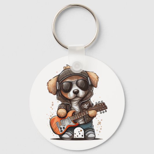 Rock Roll Puppy Dog (Zes) Sleutelhanger (Voorkant)