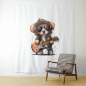 Rock Roll Puppy Dog (Zes) Wandkleed (In situ)