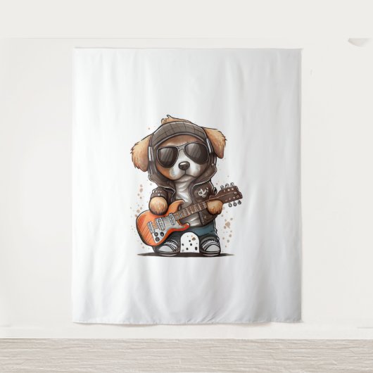 Rock Roll Puppy Dog (Zes) Wandkleed (Voorkant)