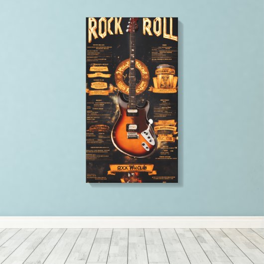 Rock & Roll Reverie: Electric Night Menu Canvas Afdruk (Insitu (Houten vloer))