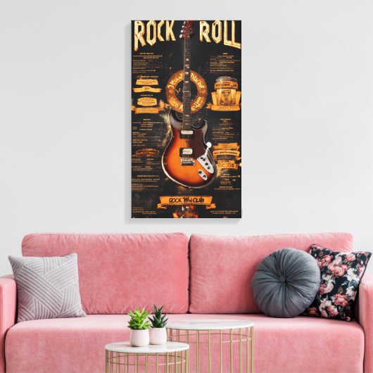 Rock & Roll Reverie: Electric Night Menu Canvas Afdruk (Insitu (Woonkamer))