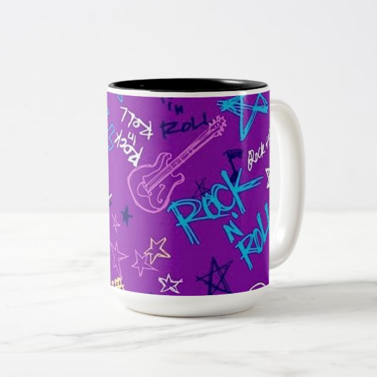 Rock & Roll Rock Star Paarse Coffee Mok (Voorkant rechts)