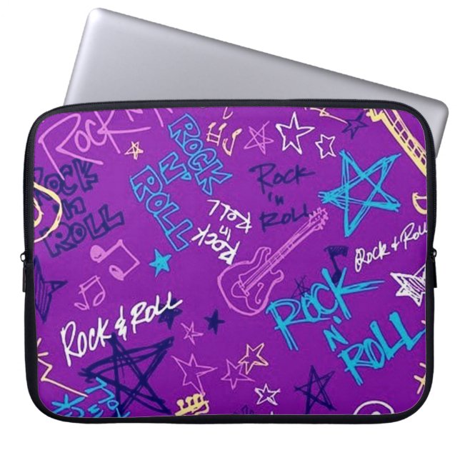 Rock & Roll Rock Star Paarse laptophoes Laptop Sleeve (Voorkant)