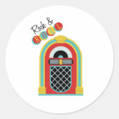 Rock & Roll Ronde Sticker (Voorkant)