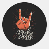 Rock & roll ronde sticker (Voorkant)
