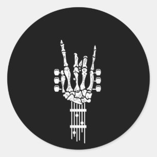 Rock & Roll Skelet Gitaar Muziek Liefhebber Sticke Ronde Sticker