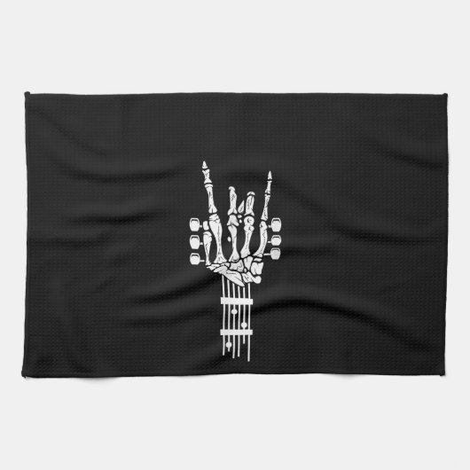 Rock & Roll Skelet Gitaar Muziek LoKitchen Handdoe Theedoek (Horizontaal)