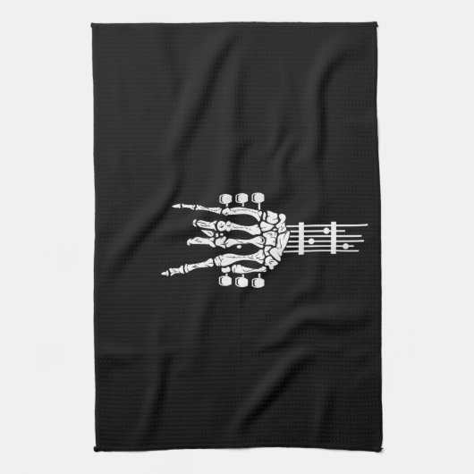 Rock & Roll Skelet Gitaar Muziek LoKitchen Handdoe Theedoek (Verticaal)