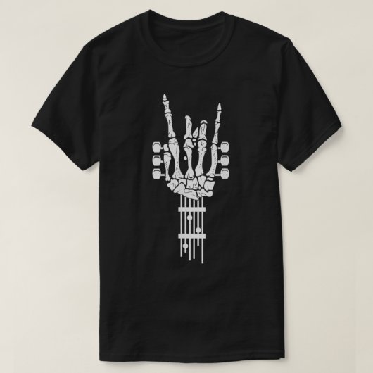 Rock & Roll Skeleton Guitar Halloween for Music Lo T-shirt (Design voorkant)