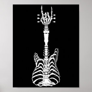 Rock & Roll Skeleton Guitar Music Lover Gift Poster