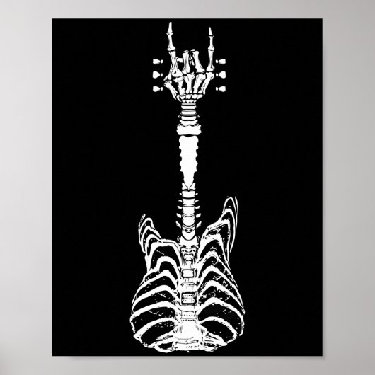 Rock & Roll Skeleton Guitar Music Lover Gift Poster (Voorkant)