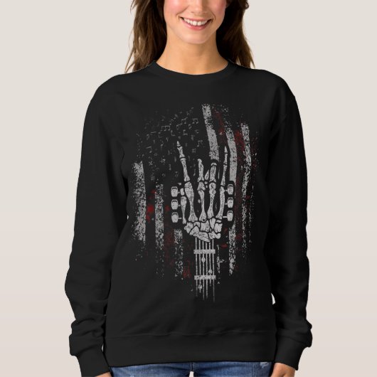 Rock & Roll Skeleton Guitar Music Trui (Voorkant)