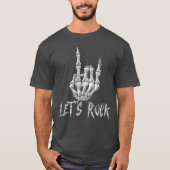 Rock Roll Skeleton Hand Guitar Rock Cool Men Women T-shirt (Voorkant)