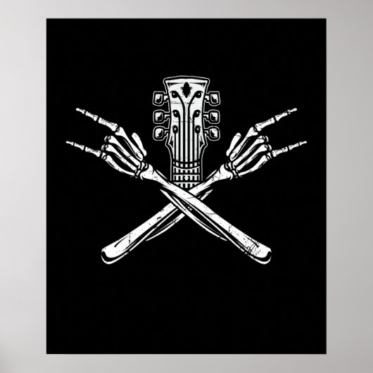 Rock & Roll Skeleton Hand with Guitar Music Poster (Voorkant)
