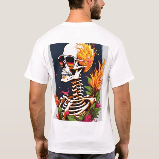 Rock & Roll Skull Crossbones T-Shirt Design (Achterkant)